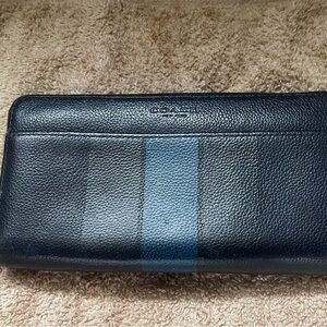 Coach Varsity Pebble Leather Wallet in Midnight Blue